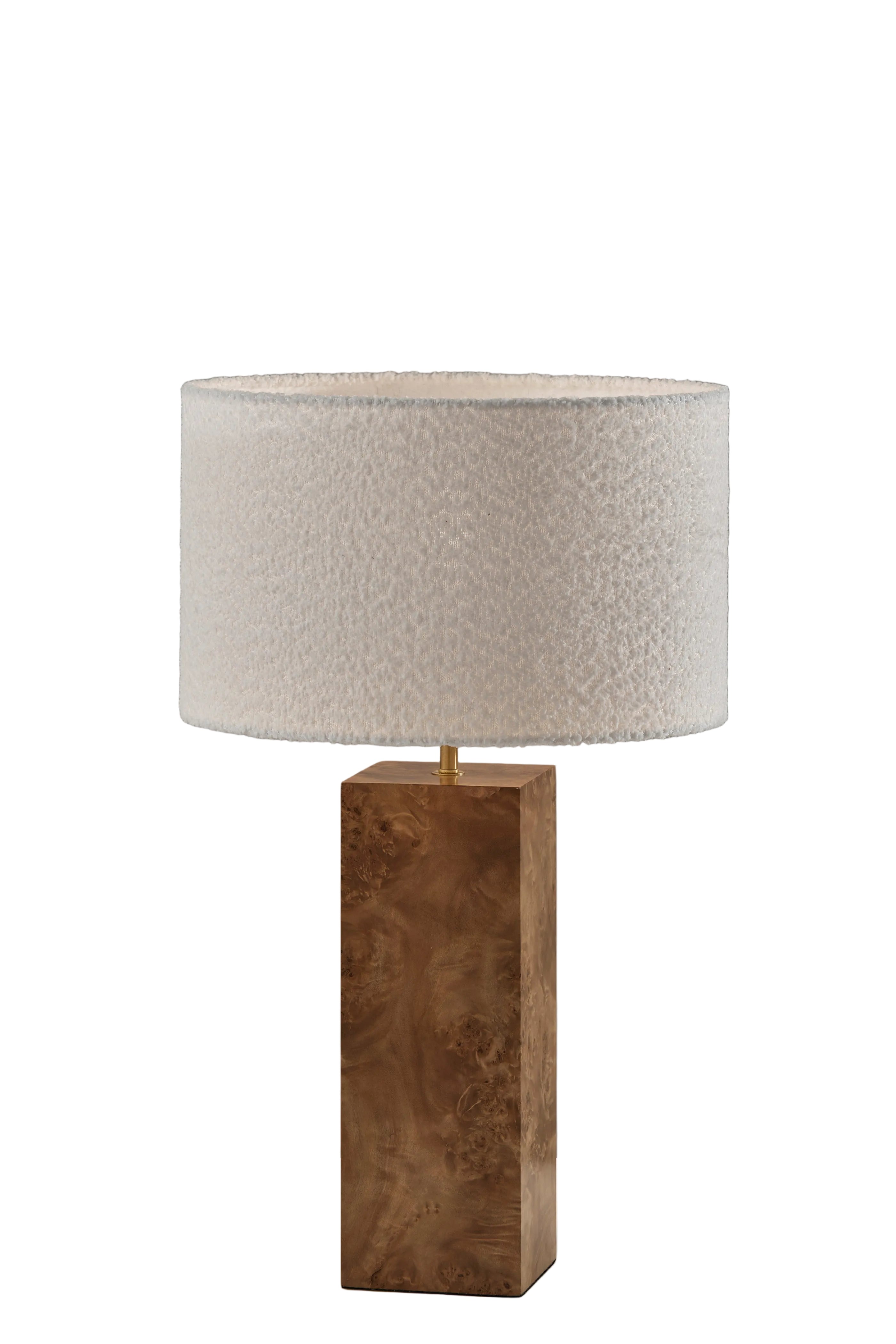 Frederick Table Lamp - White Boucle Shade Wood Base-Lighting-DECOROLALA