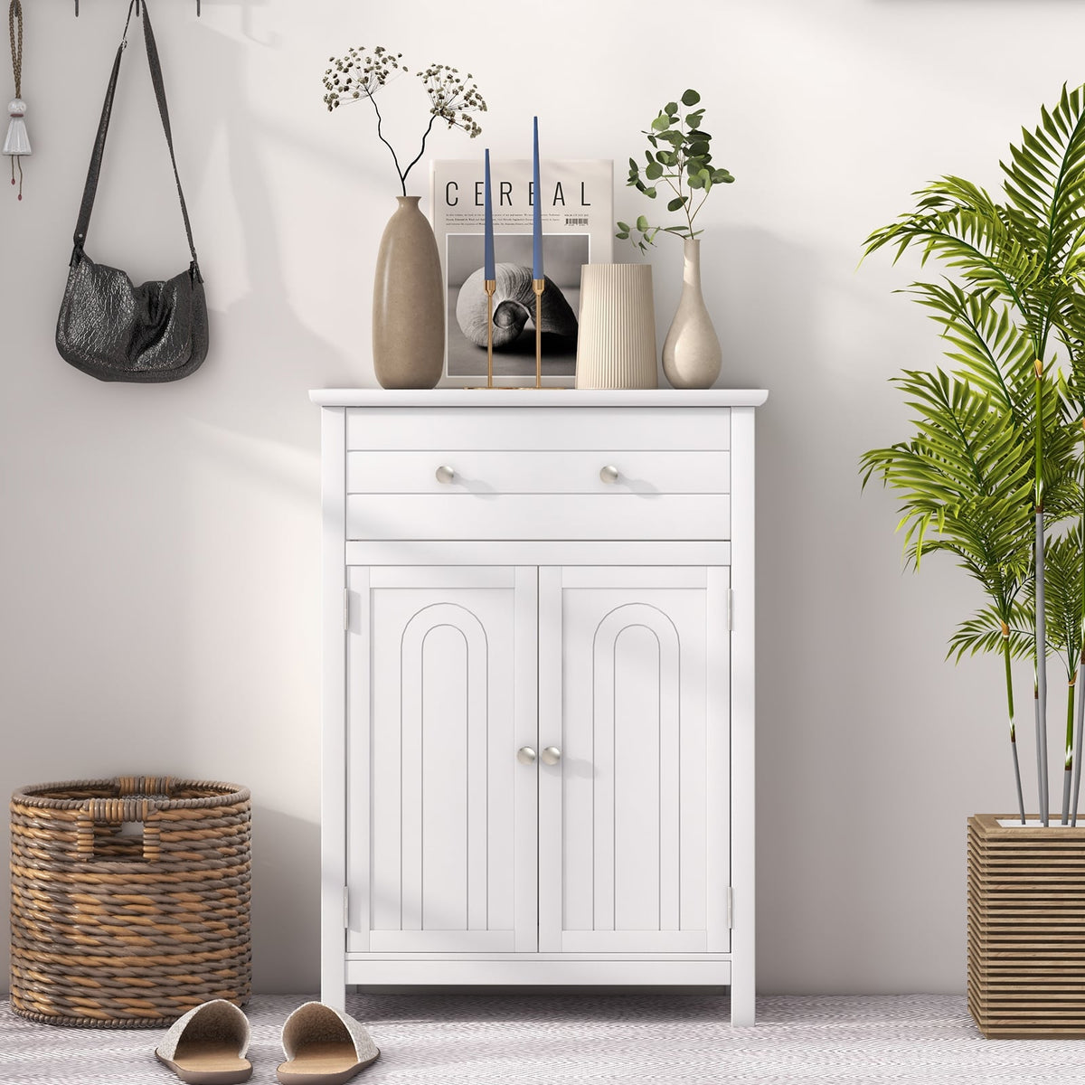 Free Standing Bathroom Storage Cabinet with Large Drawer-Floor Cabinets-DECOROLALA