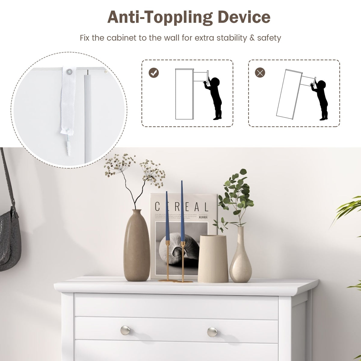 Free Standing Bathroom Storage Cabinet with Large Drawer-Floor Cabinets-DECOROLALA