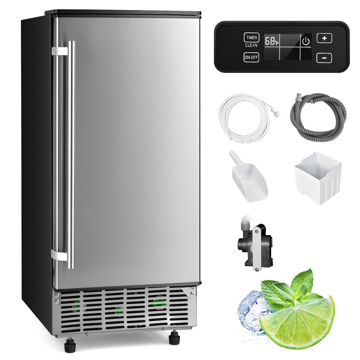 Free-Standing Built-In Undercounter Ice Maker-Silver-Ice Makers-DECOROLALA