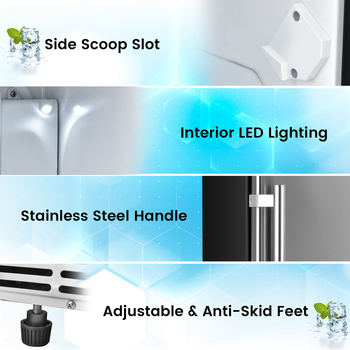 Free-Standing Built-In Undercounter Ice Maker-Silver-Ice Makers-DECOROLALA