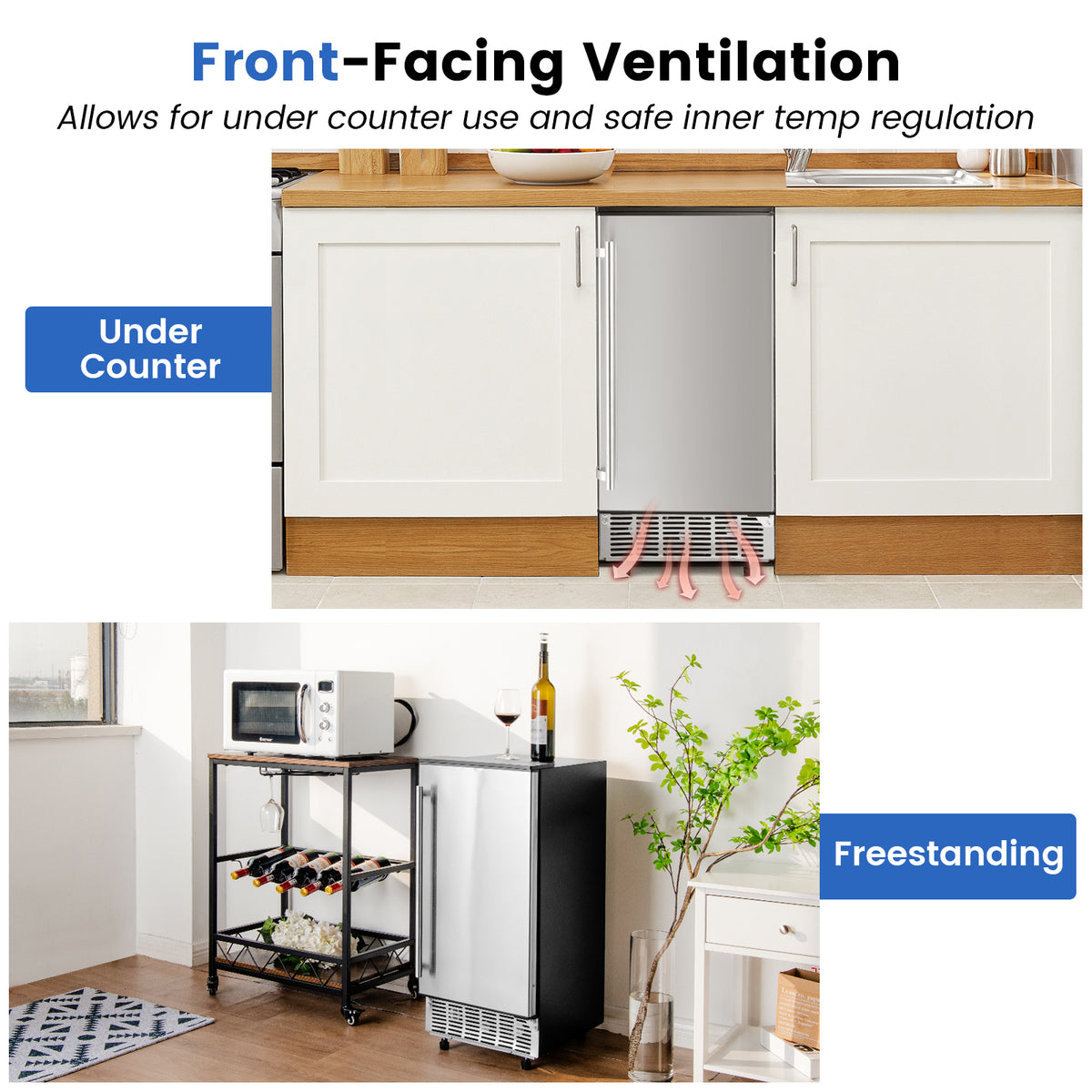 Free-Standing Built-In Undercounter Ice Maker-Silver-Ice Makers-DECOROLALA