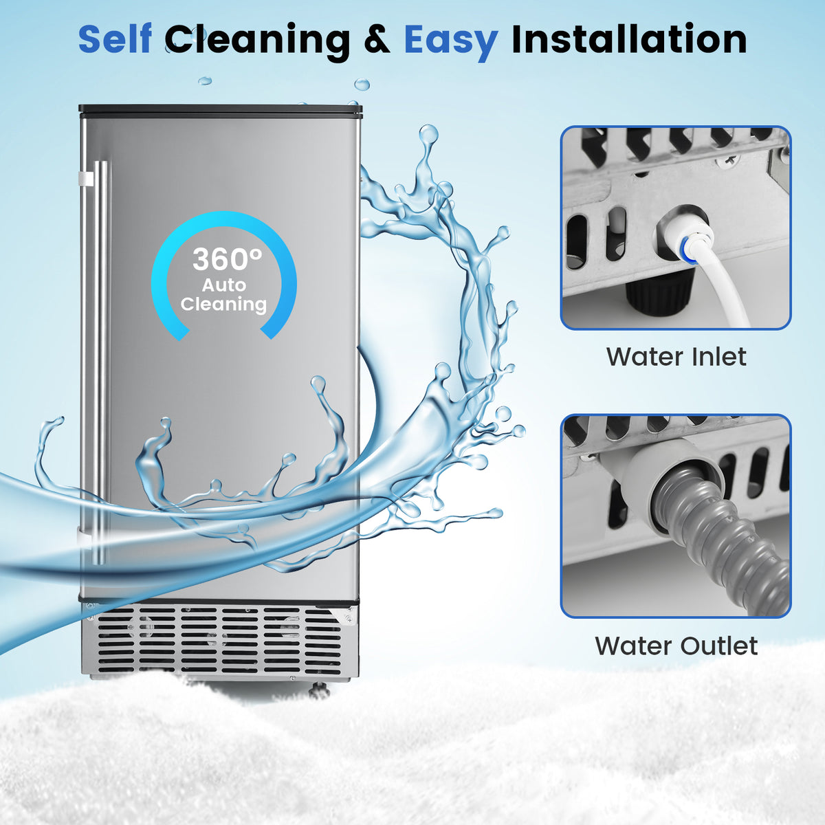 Free-Standing Built-In Undercounter Ice Maker-Silver-Ice Makers-DECOROLALA