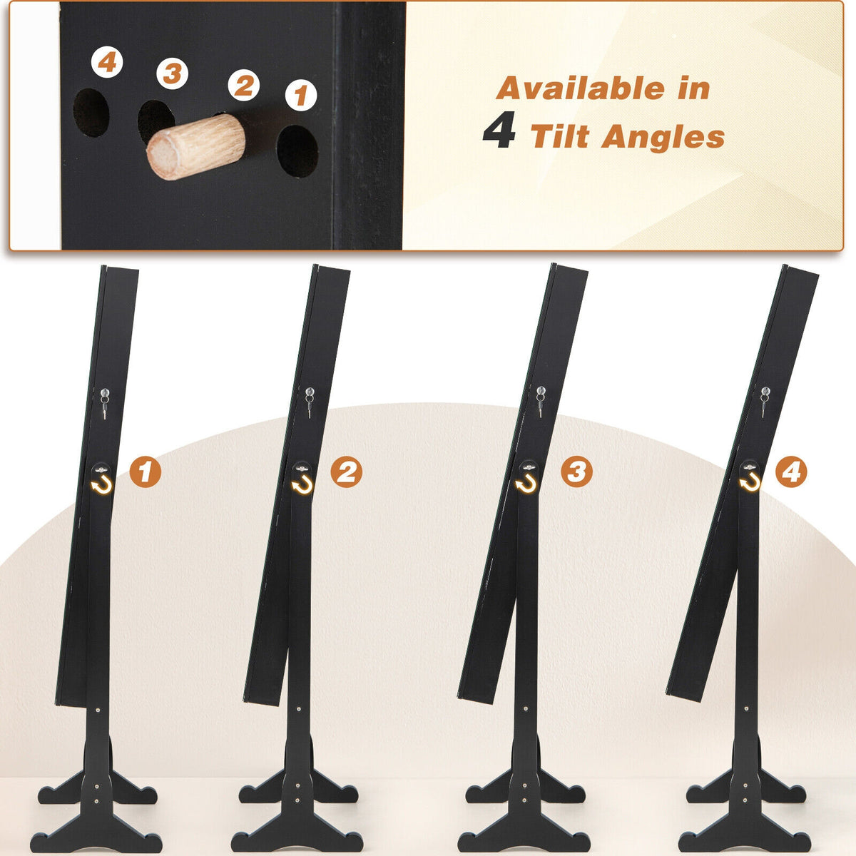 Free Standing Full Length Jewelry Armoire with Lights in Black-Jewelry Armoires-DECOROLALA