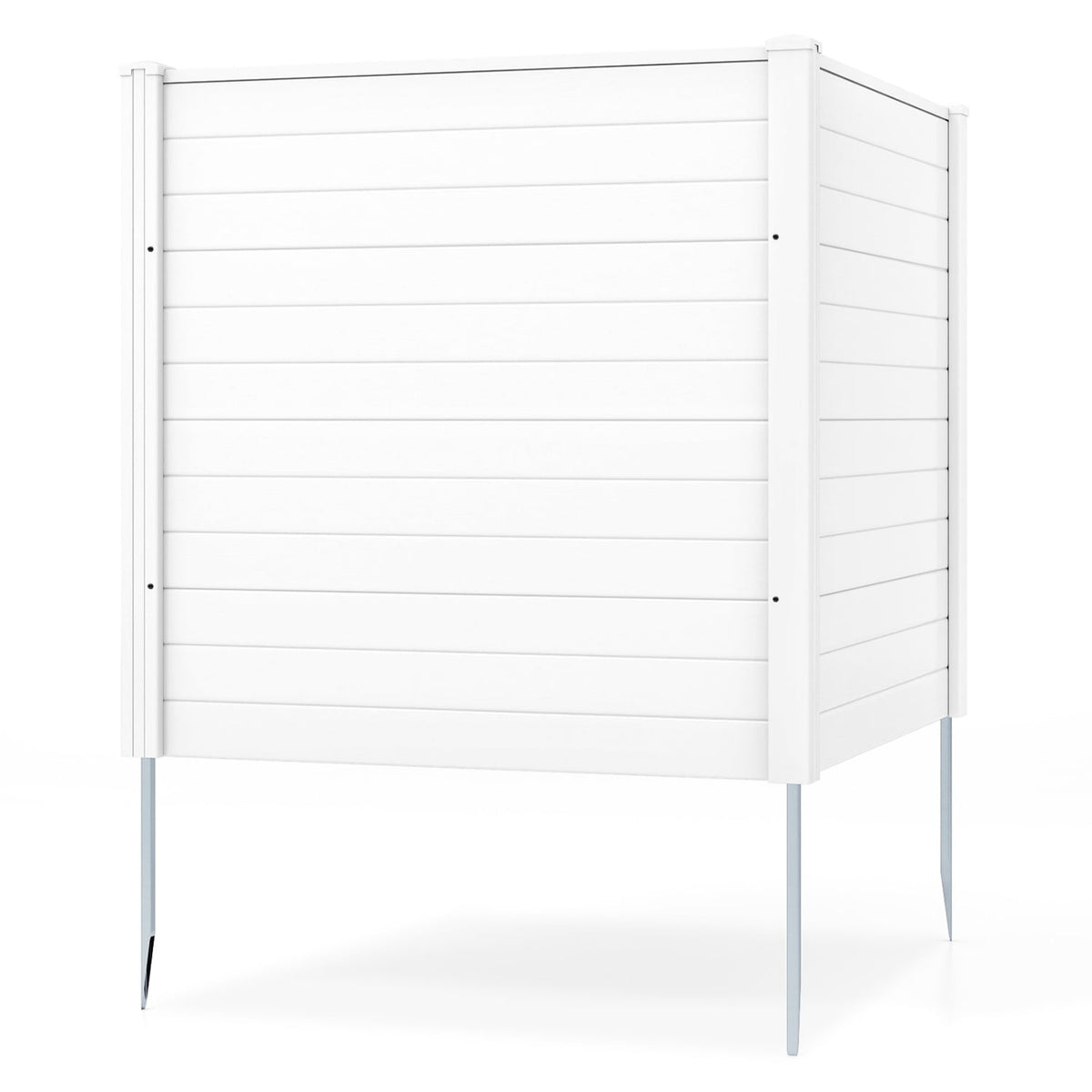 Freestanding 48 x 48 Inch Air Conditioner Fence with Metal Ground Stakes-White-Outdoor Privacy Screens-DECOROLALA