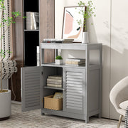 Freestanding Bathroom Floor Cabinet - Gray Double Shutter Doors-Floor Cabinets-DECOROLALA
