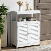 Freestanding Bathroom Floor Cabinet with Double Shutter Doors-White-Floor Cabinets-DECOROLALA