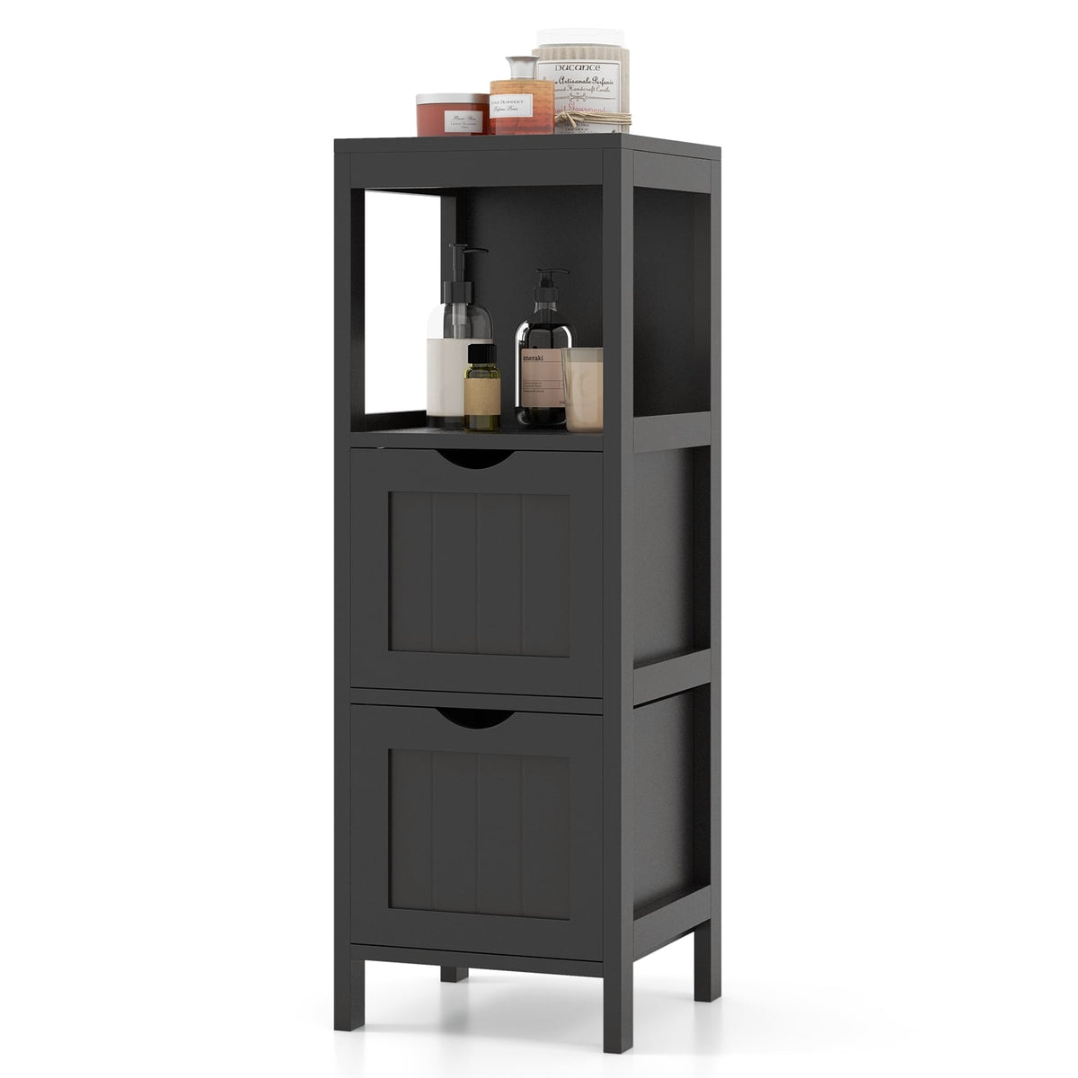 Freestanding Bathroom Storage Cabinet - 2 Drawers 12"x12"x35" White-Floor Cabinets-DECOROLALA