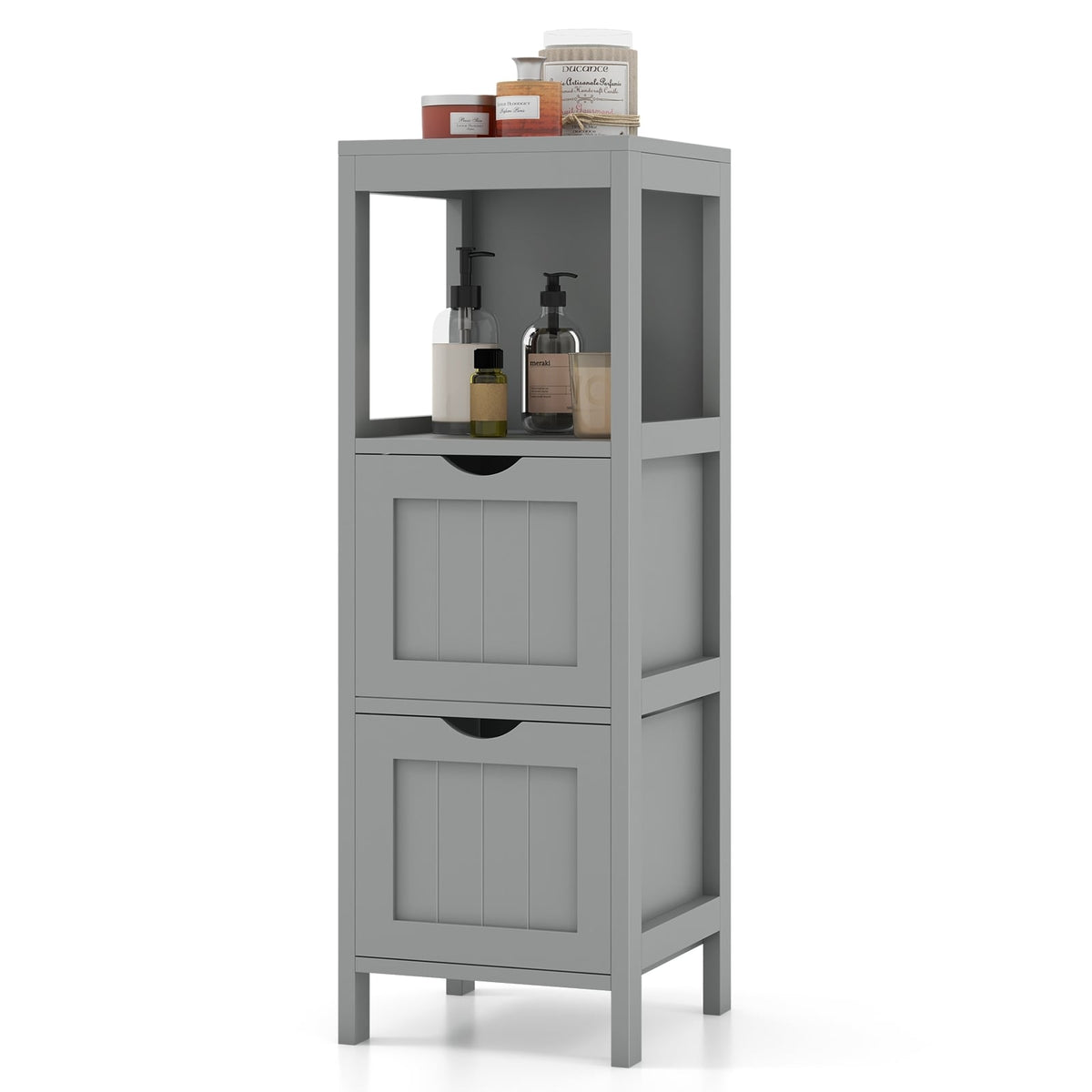 Freestanding Bathroom Storage Cabinet - 2 Drawers 4-Tier White MDF-Floor Cabinets-DECOROLALA