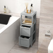 Freestanding Bathroom Storage Cabinet - 2 Drawers 4-Tier White MDF-Floor Cabinets-DECOROLALA