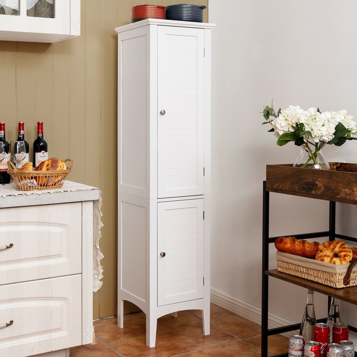 Freestanding Bathroom Storage Cabinet for Kitchen and Living Room-White-Floor Cabinets-DECOROLALA