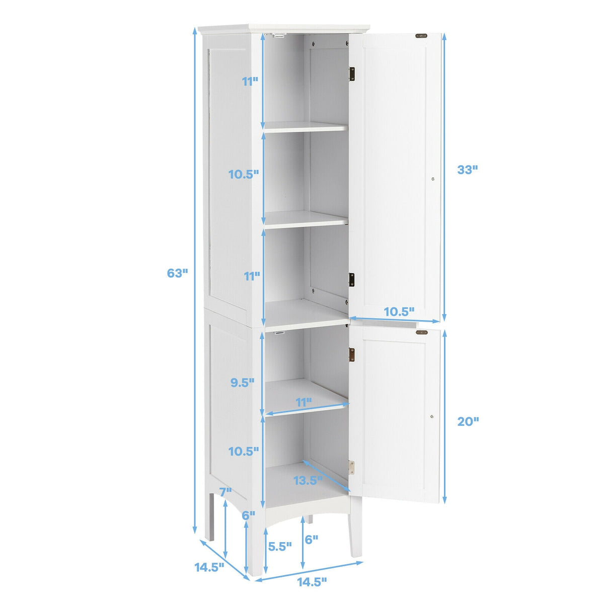 Freestanding Bathroom Storage Cabinet for Kitchen and Living Room-White-Floor Cabinets-DECOROLALA