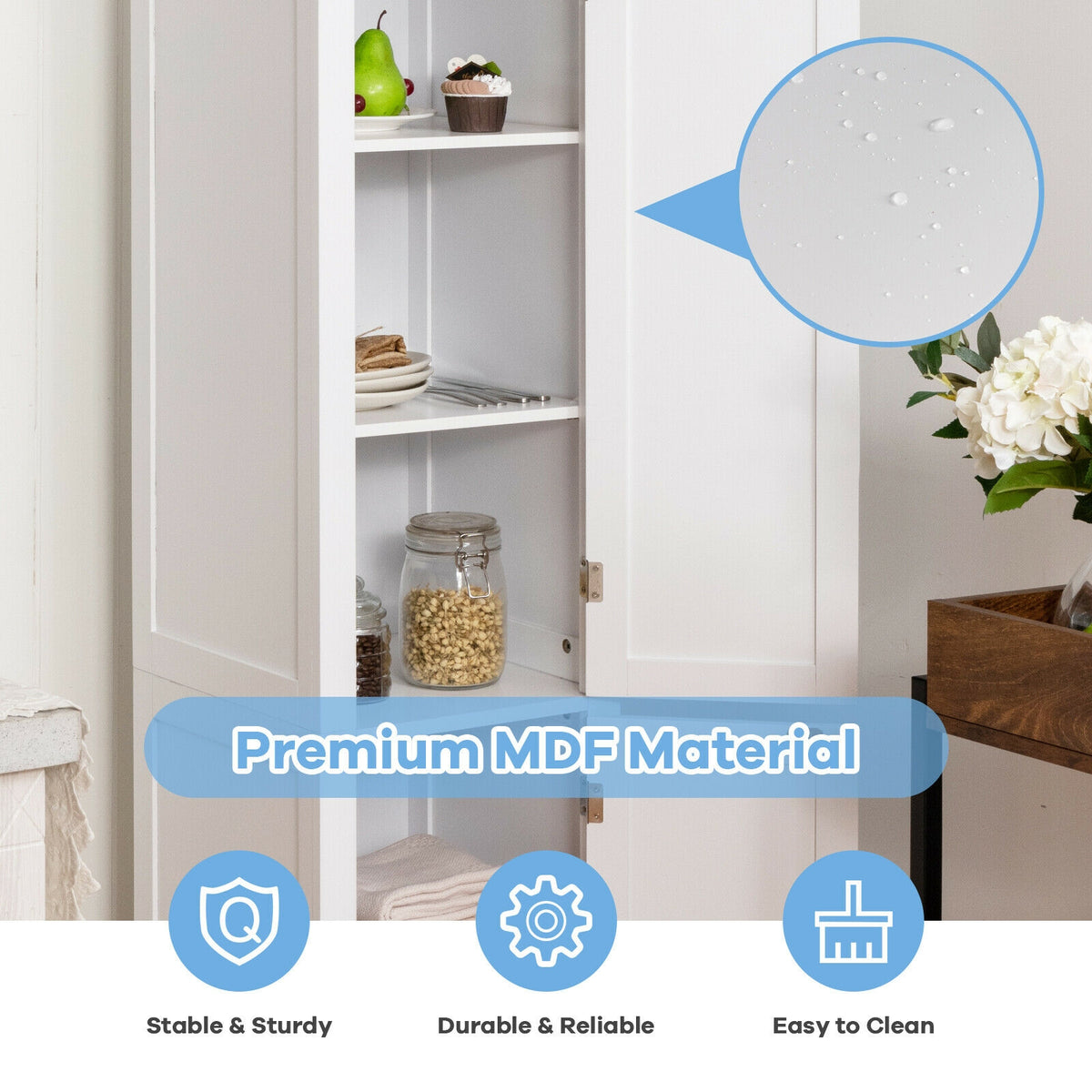 Freestanding Bathroom Storage Cabinet for Kitchen and Living Room-White-Floor Cabinets-DECOROLALA