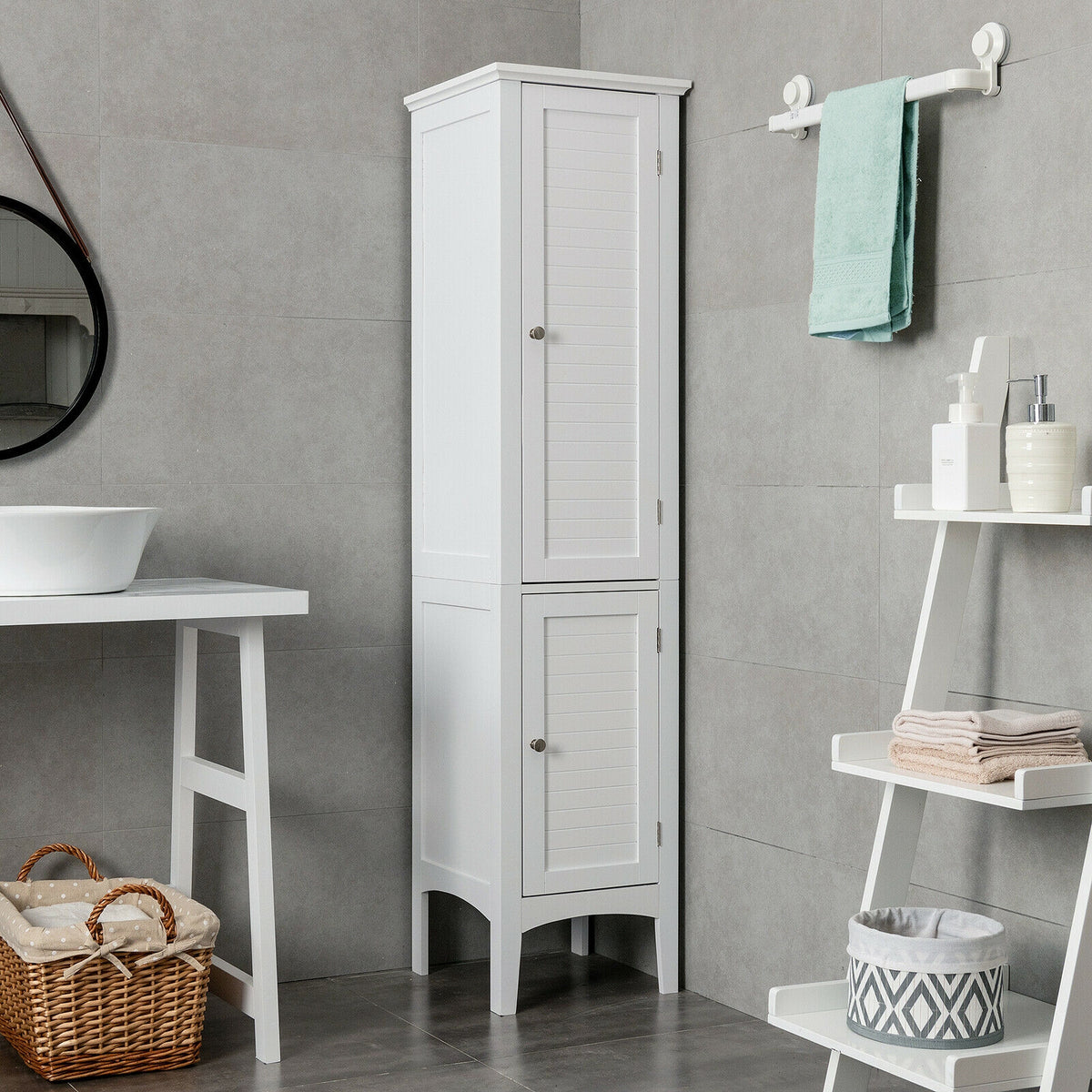 Freestanding Bathroom Storage Cabinet for Kitchen and Living Room-White-Floor Cabinets-DECOROLALA