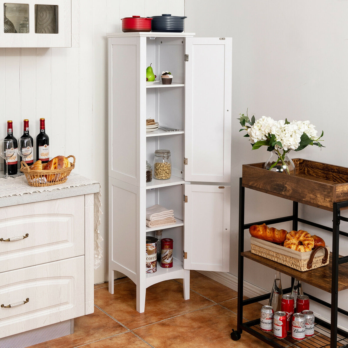 Freestanding Bathroom Storage Cabinet for Kitchen and Living Room-White-Floor Cabinets-DECOROLALA