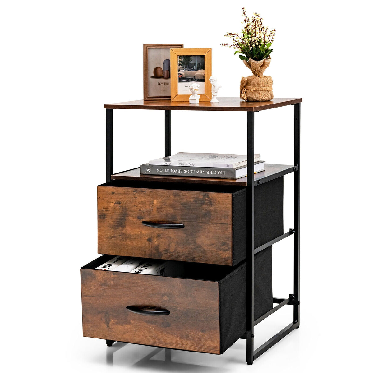 Freestanding Cabinet Dresser Rustic Brown (min order qty 2)-Dressers & Chests-DECOROLALA