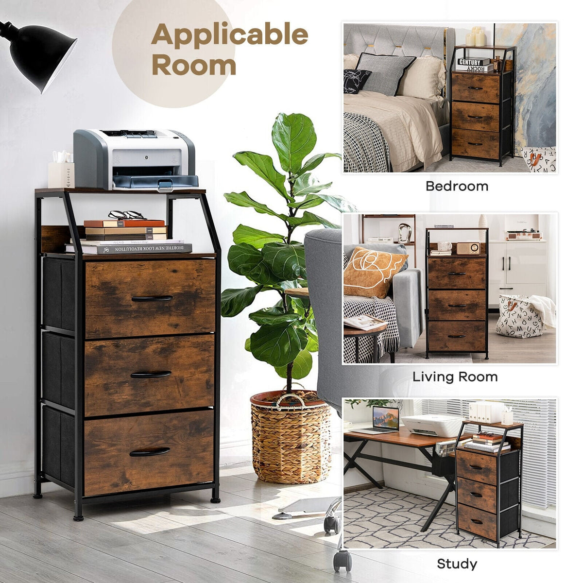 Freestanding Cabinet Dresser - Rustic Brown (min order qty 2)-Dressers & Chests-DECOROLALA