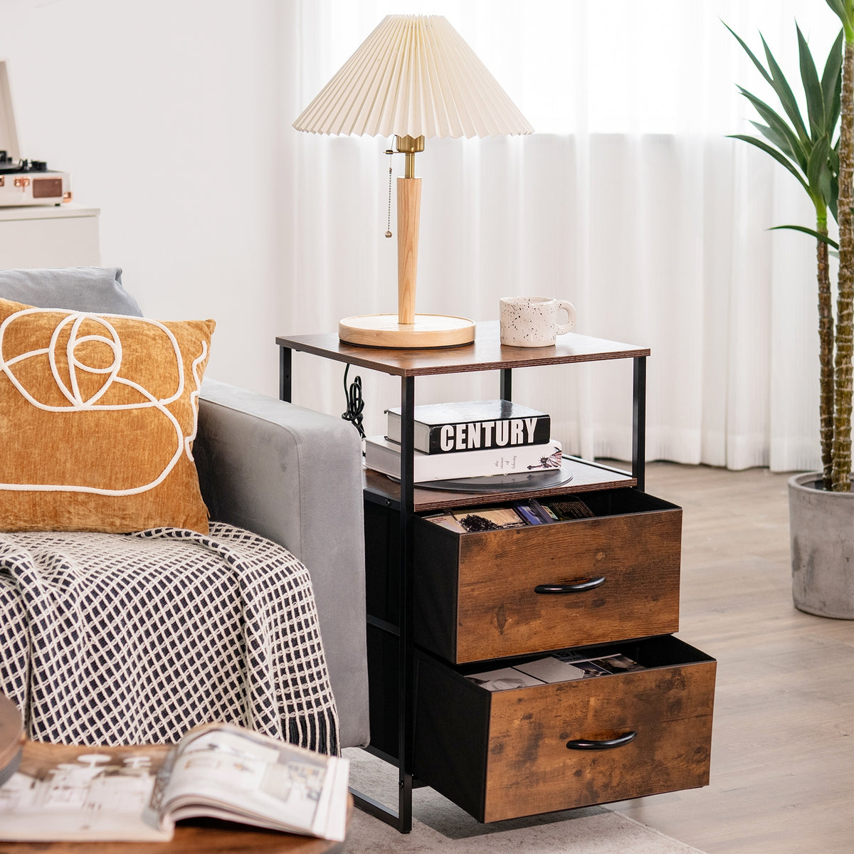 Freestanding Cabinet Dresser Rustic Brown (min order qty 2)-Dressers & Chests-DECOROLALA