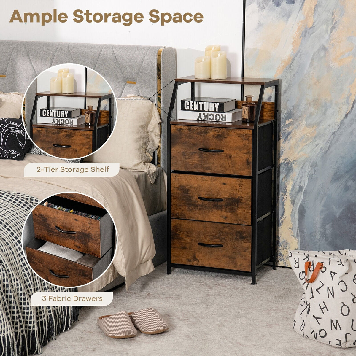 Freestanding Cabinet Dresser - Rustic Brown (min order qty 2)-Dressers & Chests-DECOROLALA