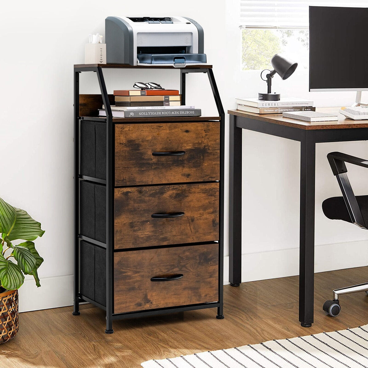 Freestanding Cabinet Dresser - Rustic Brown (min order qty 2)-Dressers & Chests-DECOROLALA