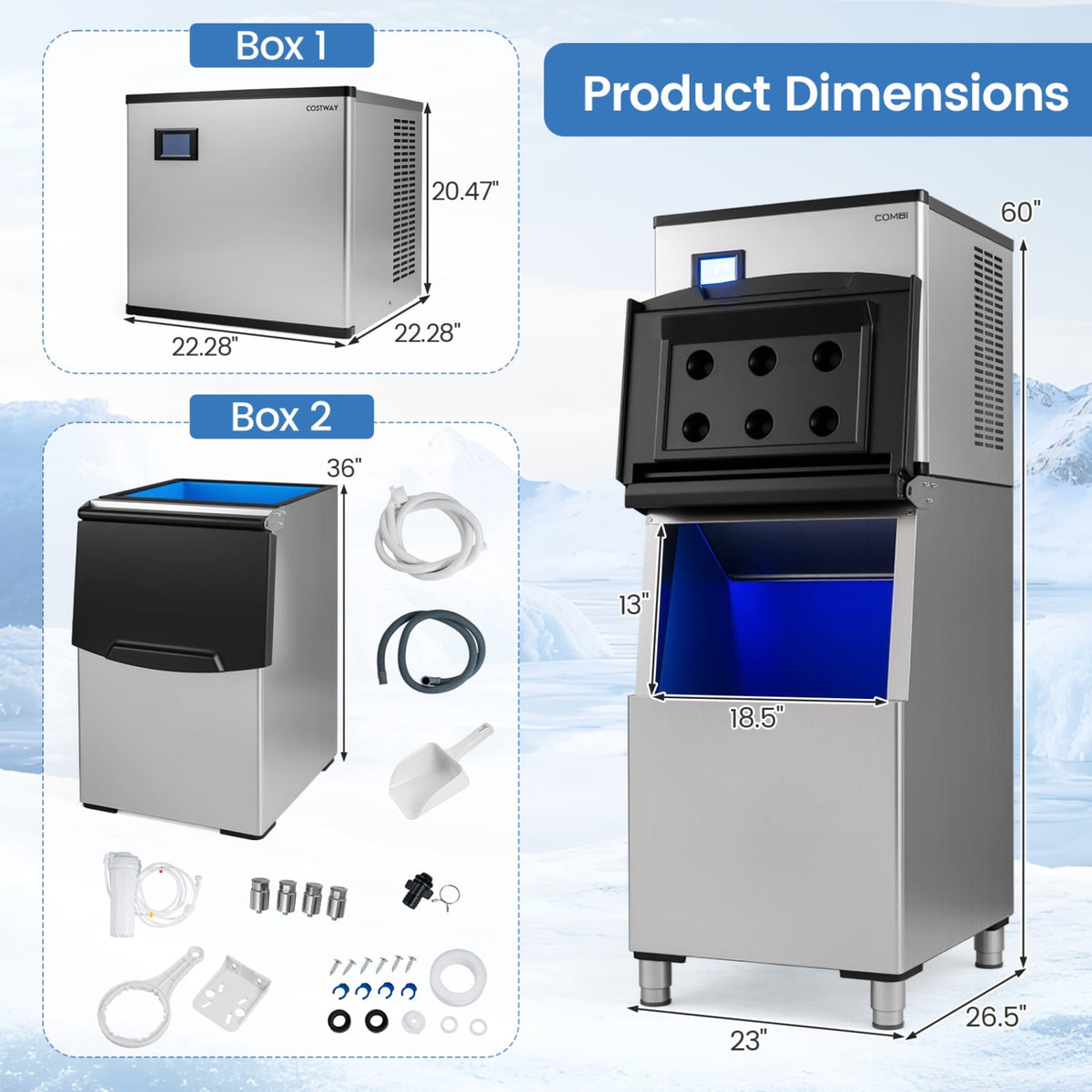 Freestanding Commercial Ice Maker 450 lbs/24H-Ice Makers-DECOROLALA