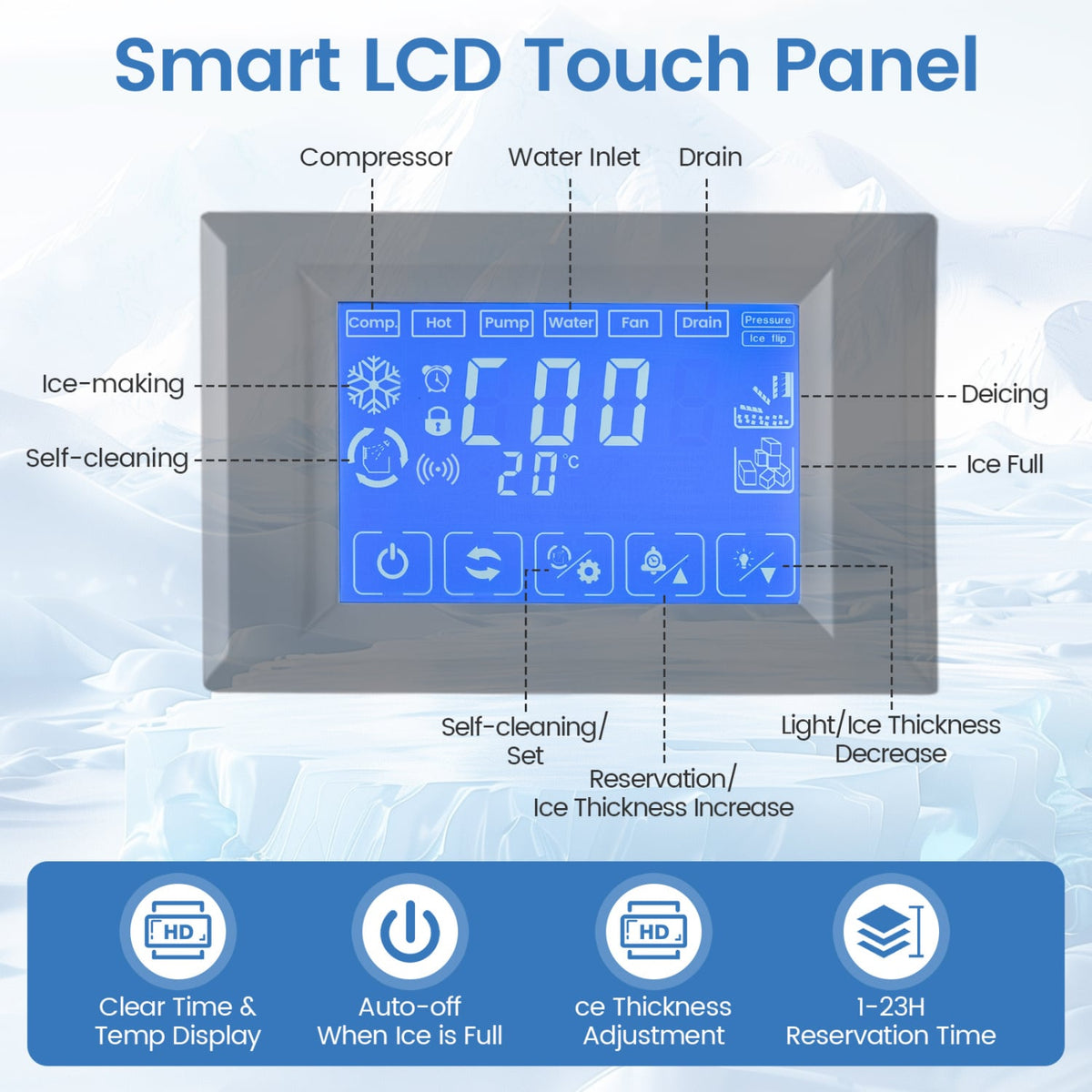 Freestanding Commercial Ice Maker 450 lbs/24H-Ice Makers-DECOROLALA