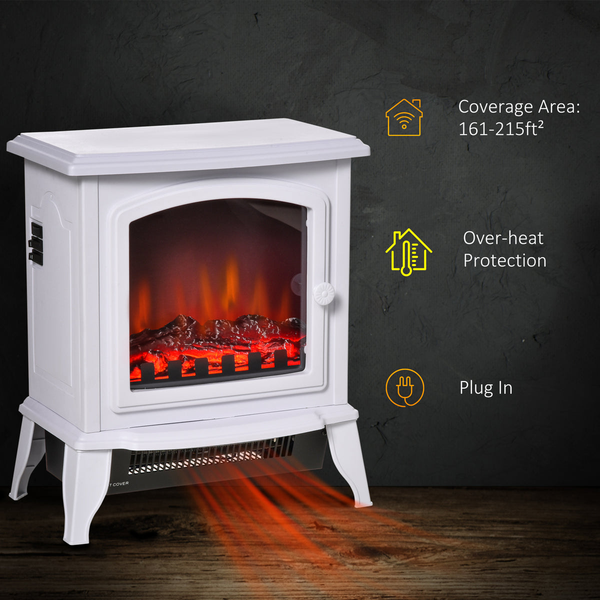 Freestanding Electric Fireplace Heater - White 1500W-Electric Fireplaces-DECOROLALA