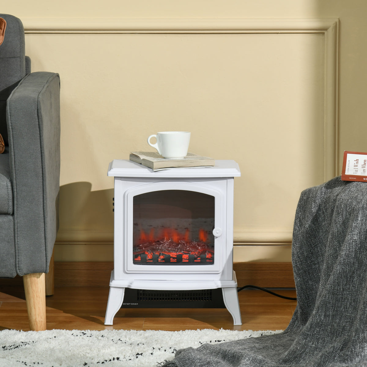 Freestanding Electric Fireplace Heater - White 1500W-Electric Fireplaces-DECOROLALA