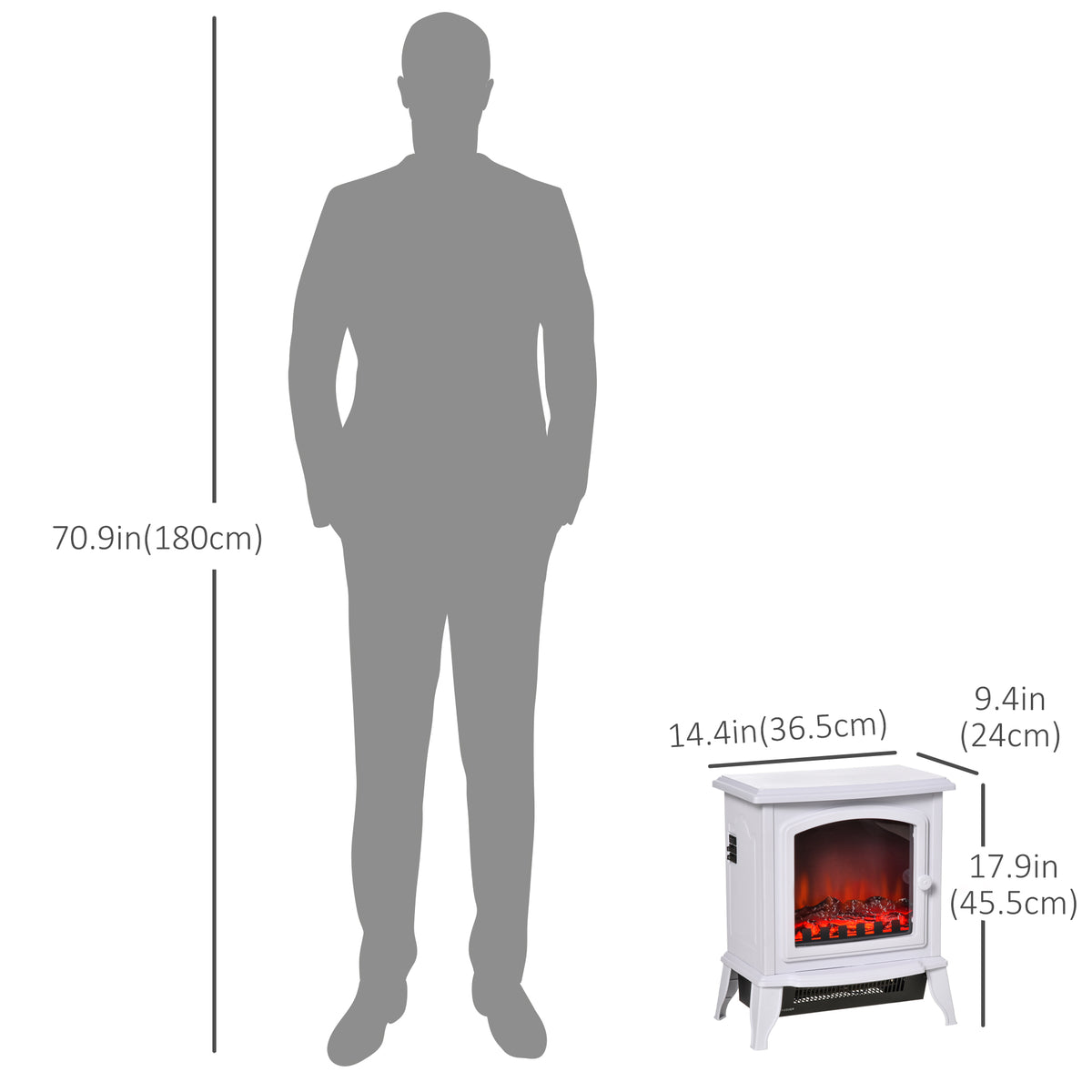 Freestanding Electric Fireplace Heater - White 1500W-Electric Fireplaces-DECOROLALA