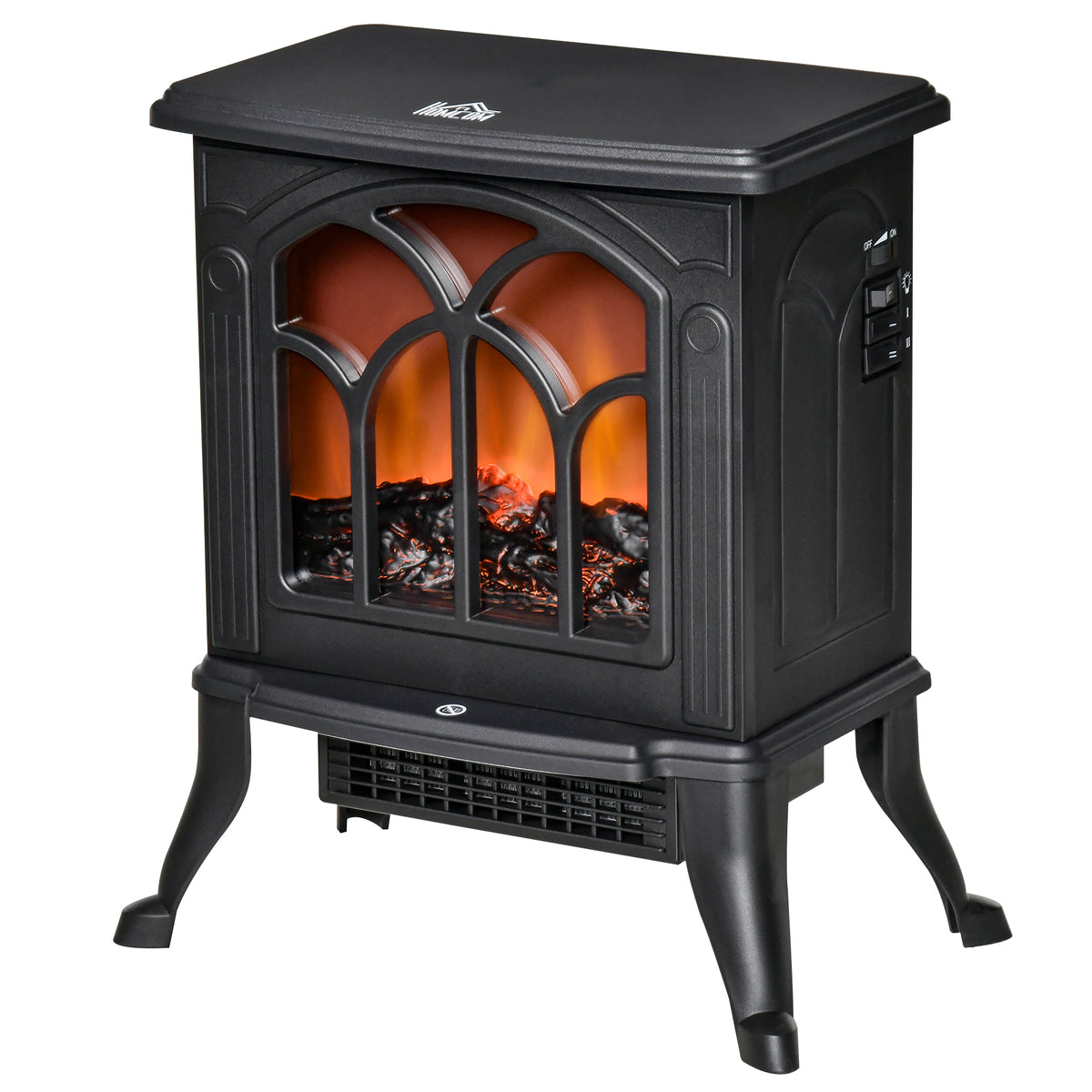 Freestanding Electric Fireplace Stove - 1500W Black-Electric Fireplaces-DECOROLALA