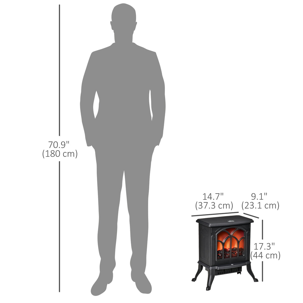 Freestanding Electric Fireplace Stove - 1500W Black-Electric Fireplaces-DECOROLALA