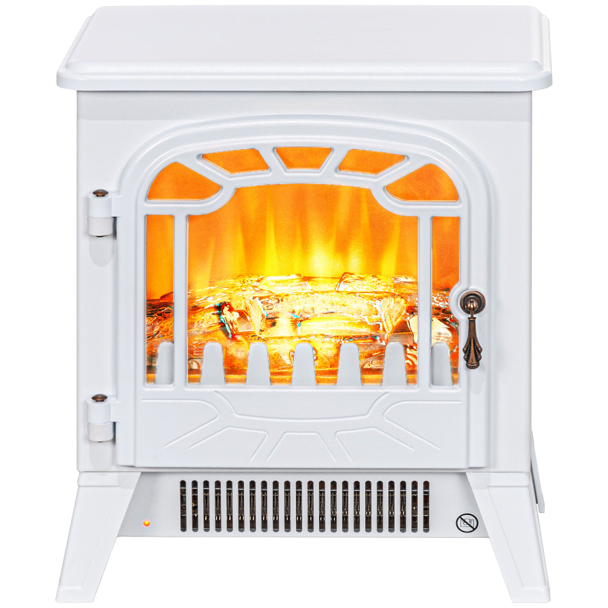 Freestanding Electric Fireplace Stove Heater 1500W - White-Electric Fireplaces-DECOROLALA