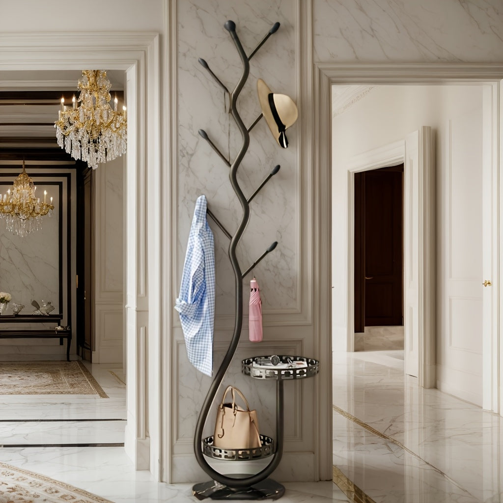 Freestanding Metal Coat Rack with Branch Hooks-Closet Organisers & Garment Racks-DECOROLALA