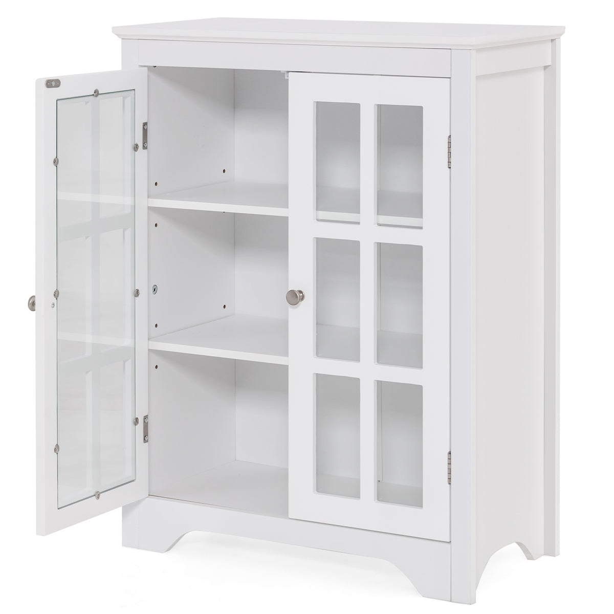 Freestanding Storage Cabinet - White 2 Glass Doors 24" x 31.5"-Floor Cabinets-DECOROLALA