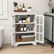 Freestanding Storage Cabinet - White 2 Glass Doors 24" x 31.5"-Floor Cabinets-DECOROLALA