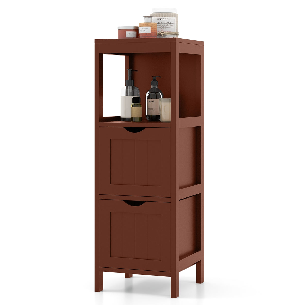 Freestanding Bathroom Storage Cabinet - 2 Drawers 35" White MDF-Floor Cabinets-DECOROLALA