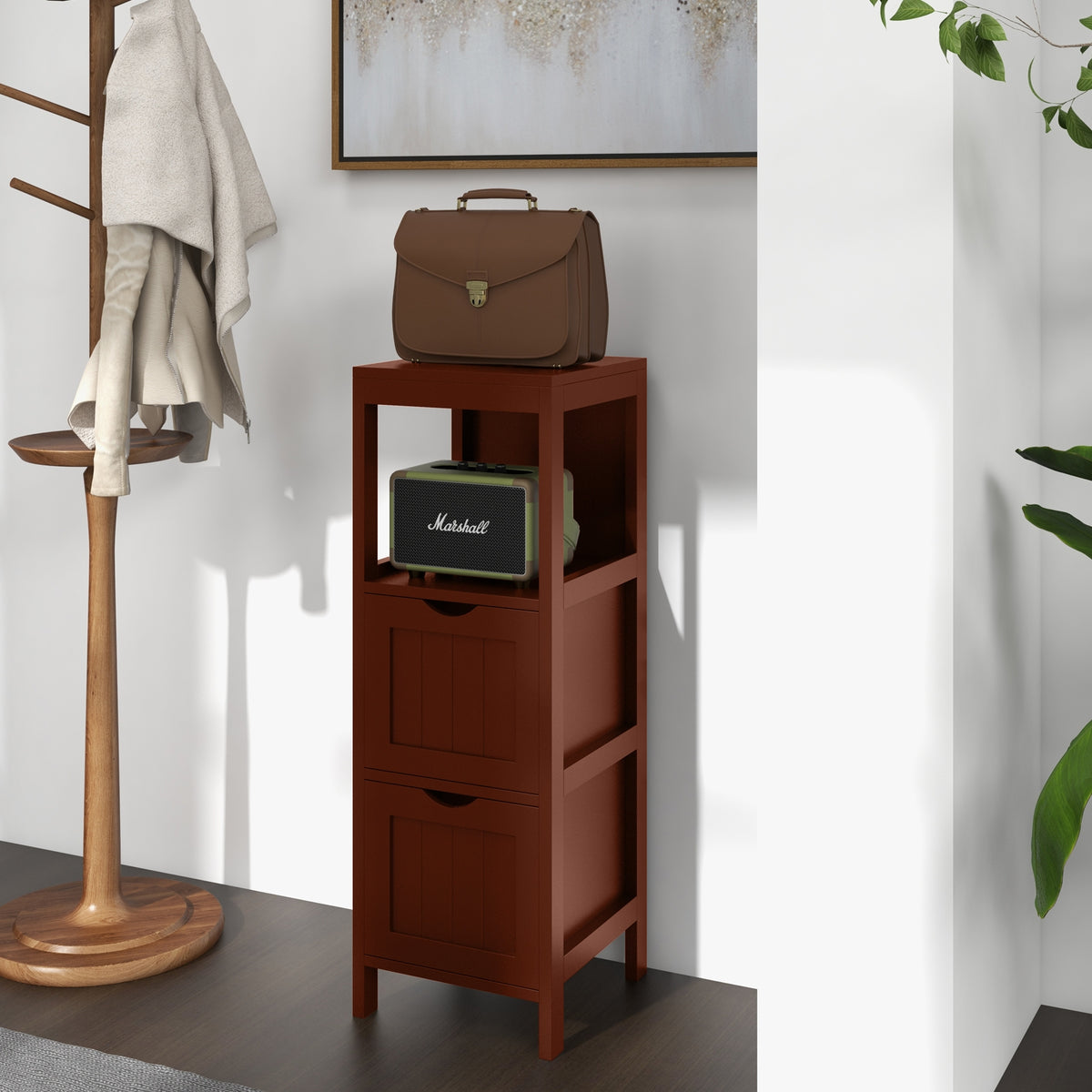 Freestanding Bathroom Storage Cabinet - 2 Drawers 35" White MDF-Floor Cabinets-DECOROLALA