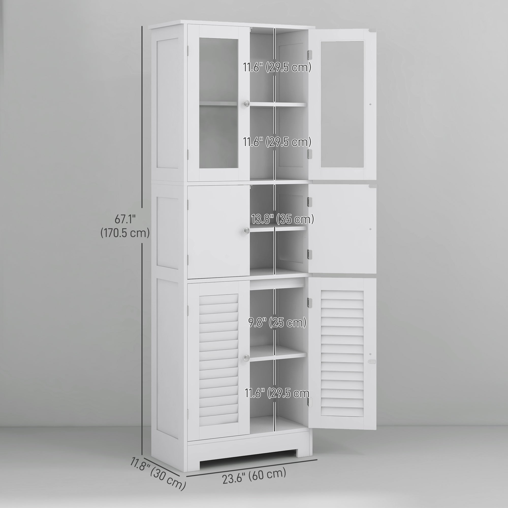 Freestanding Tall Bathroom Cabinet - White 67" MDF-DECOROLALA