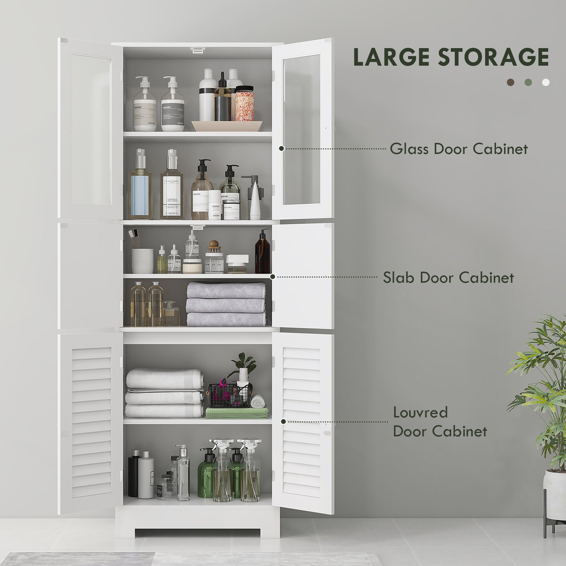 Freestanding Tall Bathroom Cabinet - White 67" MDF-DECOROLALA