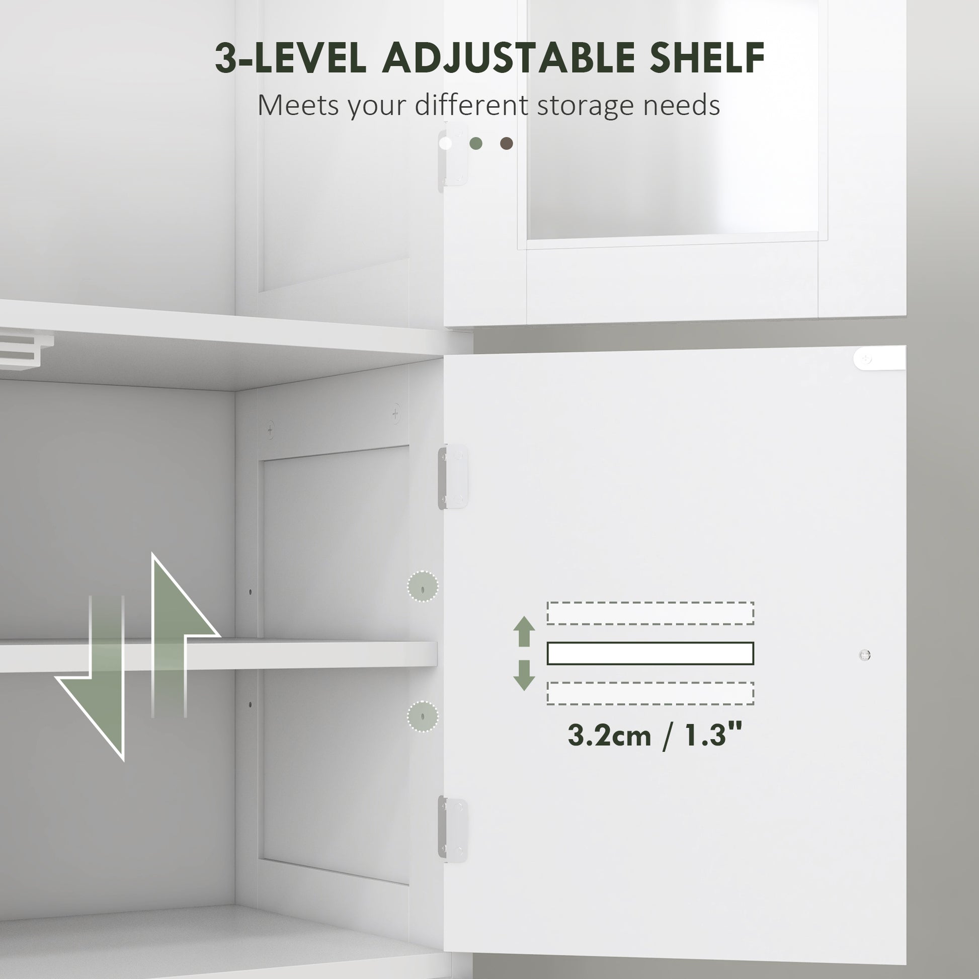 Freestanding Tall Bathroom Cabinet - White 67" MDF-DECOROLALA