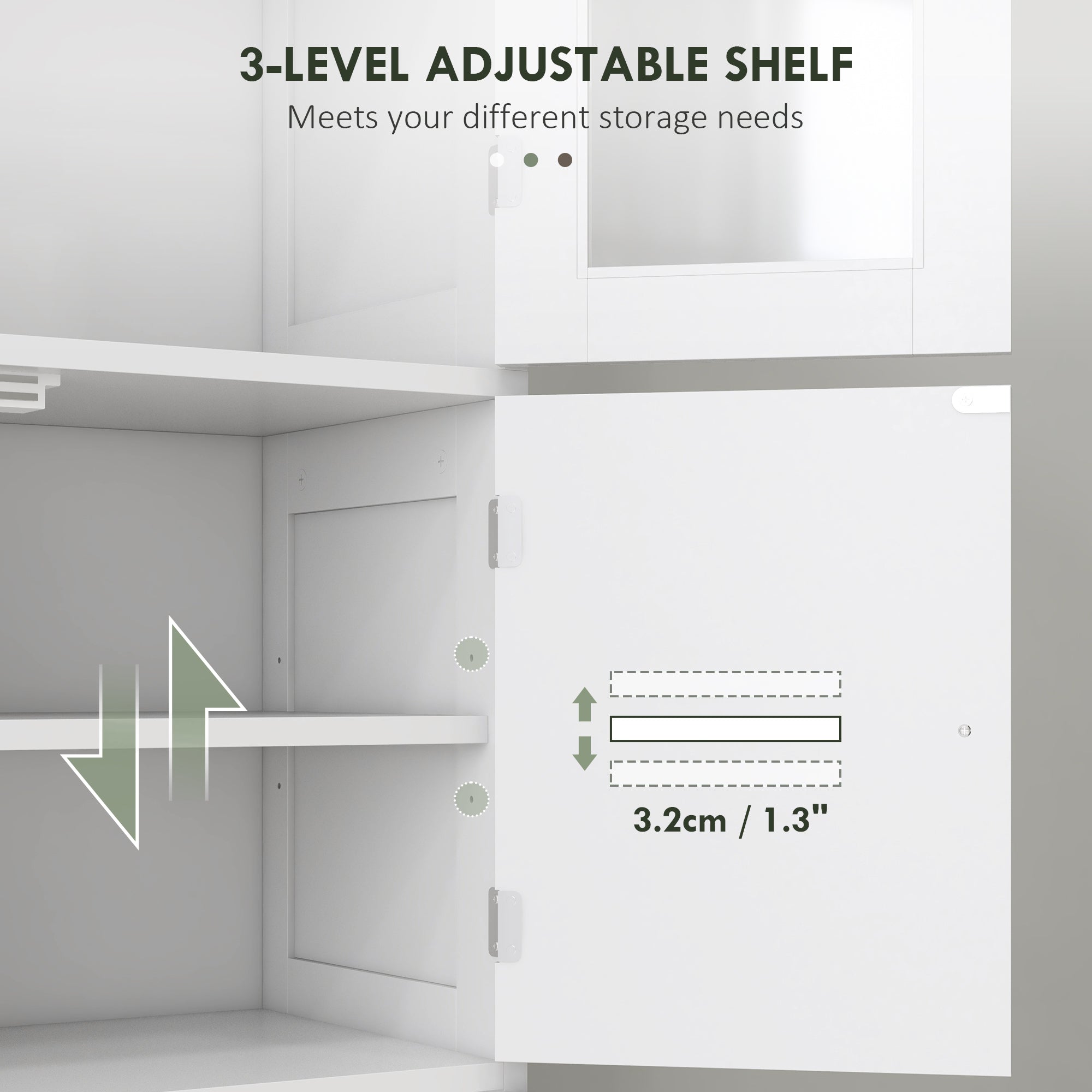 Freestanding Tall Bathroom Cabinet - White 67" MDF-DECOROLALA