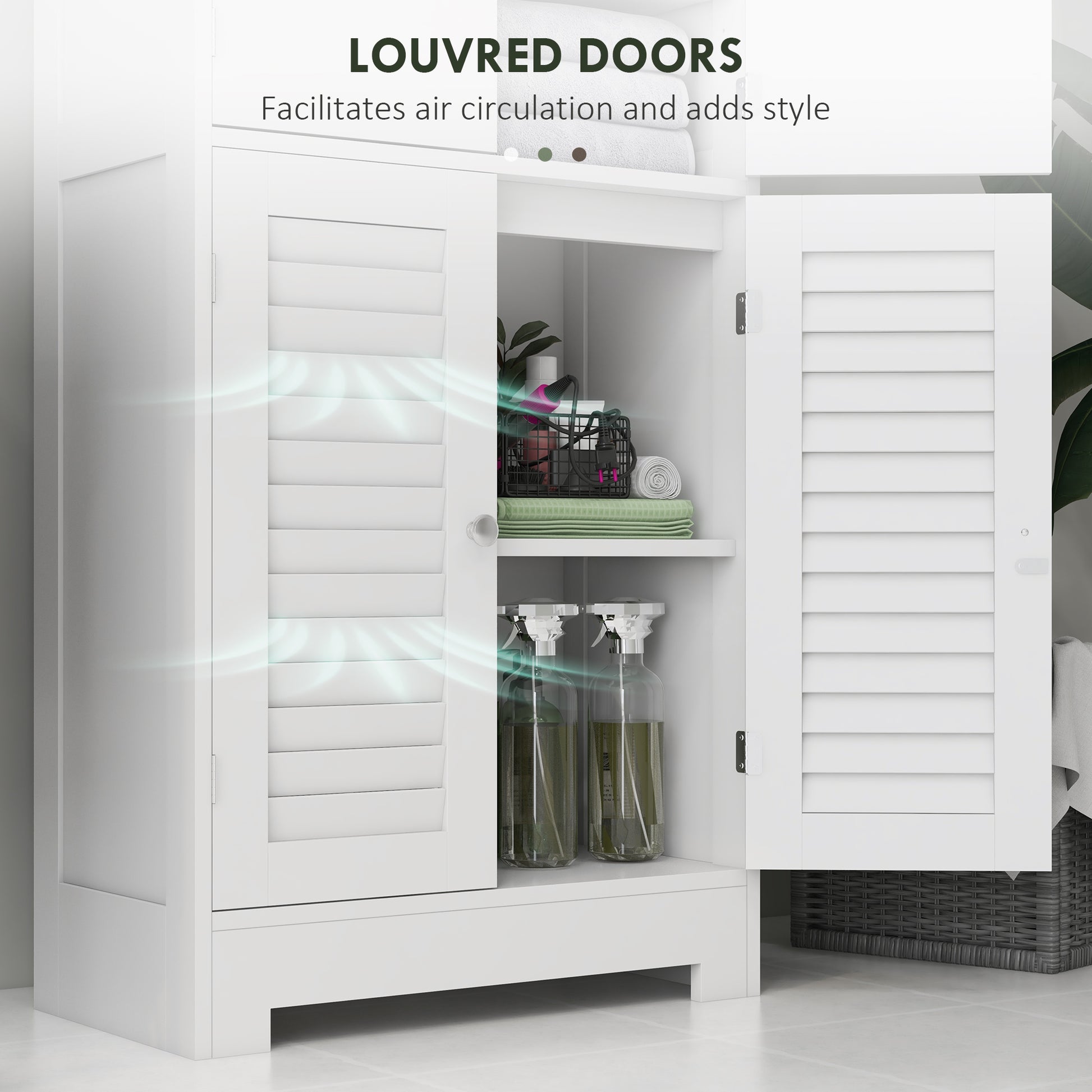 Freestanding Tall Bathroom Cabinet - White 67" MDF-DECOROLALA