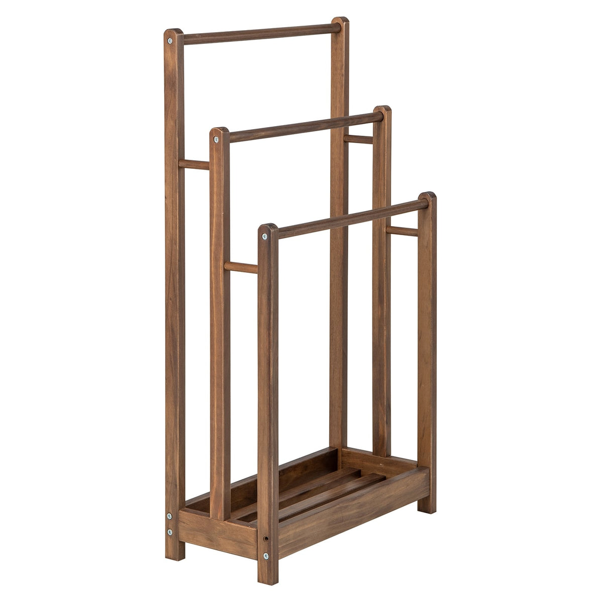 Freestanding Towel Rack 3-Bar Hand Towel Drying Stand with Bottom Storage Shelf-Rustic Brown-Towel Racks-DECOROLALA