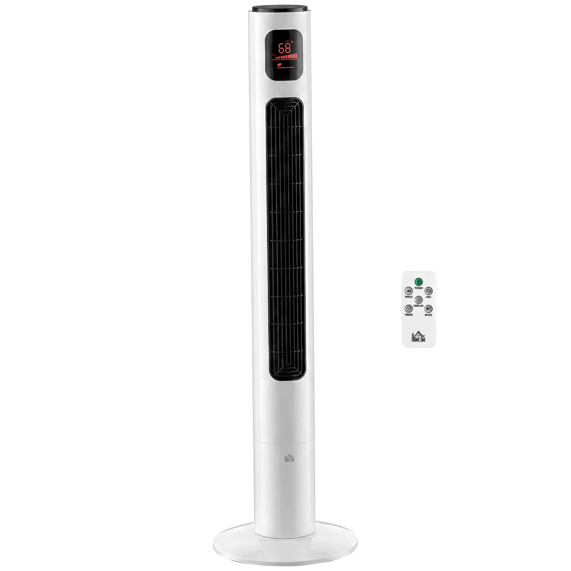 Freestanding Tower Fan Cooling for Home Bedroom with Oscillating, 3 Speed, 12h Timer, LED Sensor Panel, Remote Controller, White-Fans-DECOROLALA