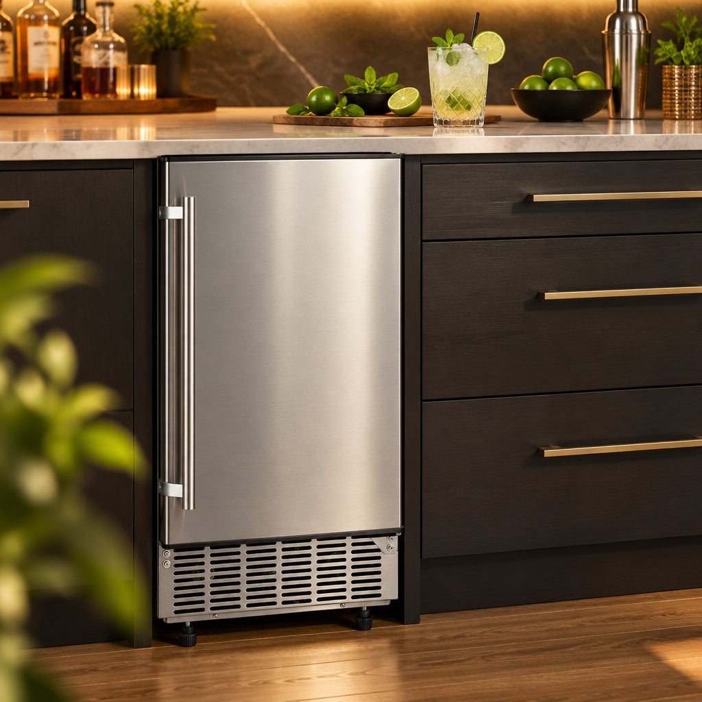 Freestanding Undercounter Ice Maker - 80 lbs/Day Stainless Steel-Ice Makers-DECOROLALA