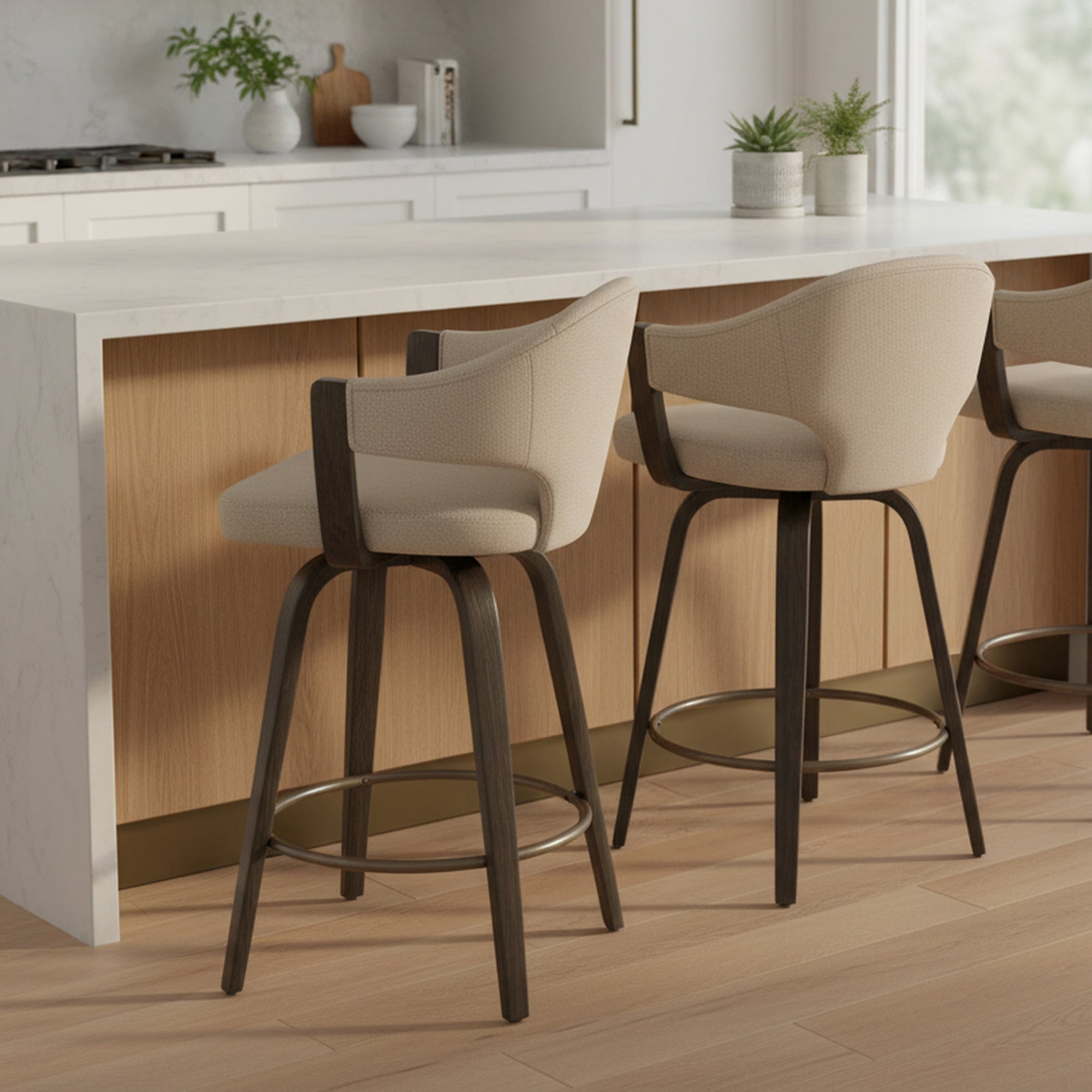 Freya 26" Modern Counter Stool - Toffee Walnut-DECOROLALA