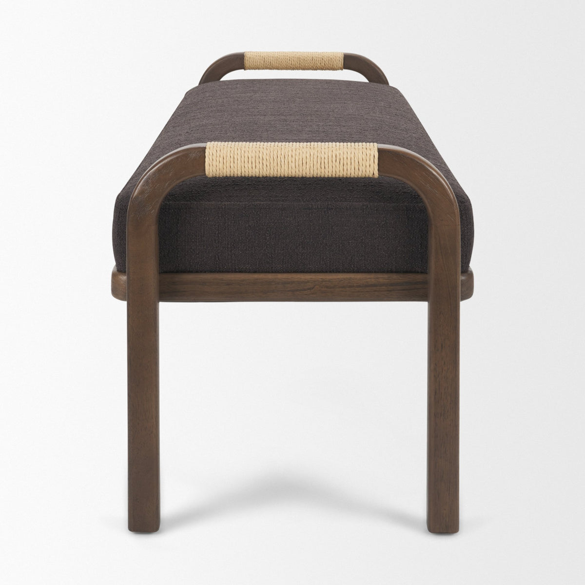Freya Upholstered Bench | Oatmeal Fabric | Brown Wood Frame-Benches-DECOROLALA