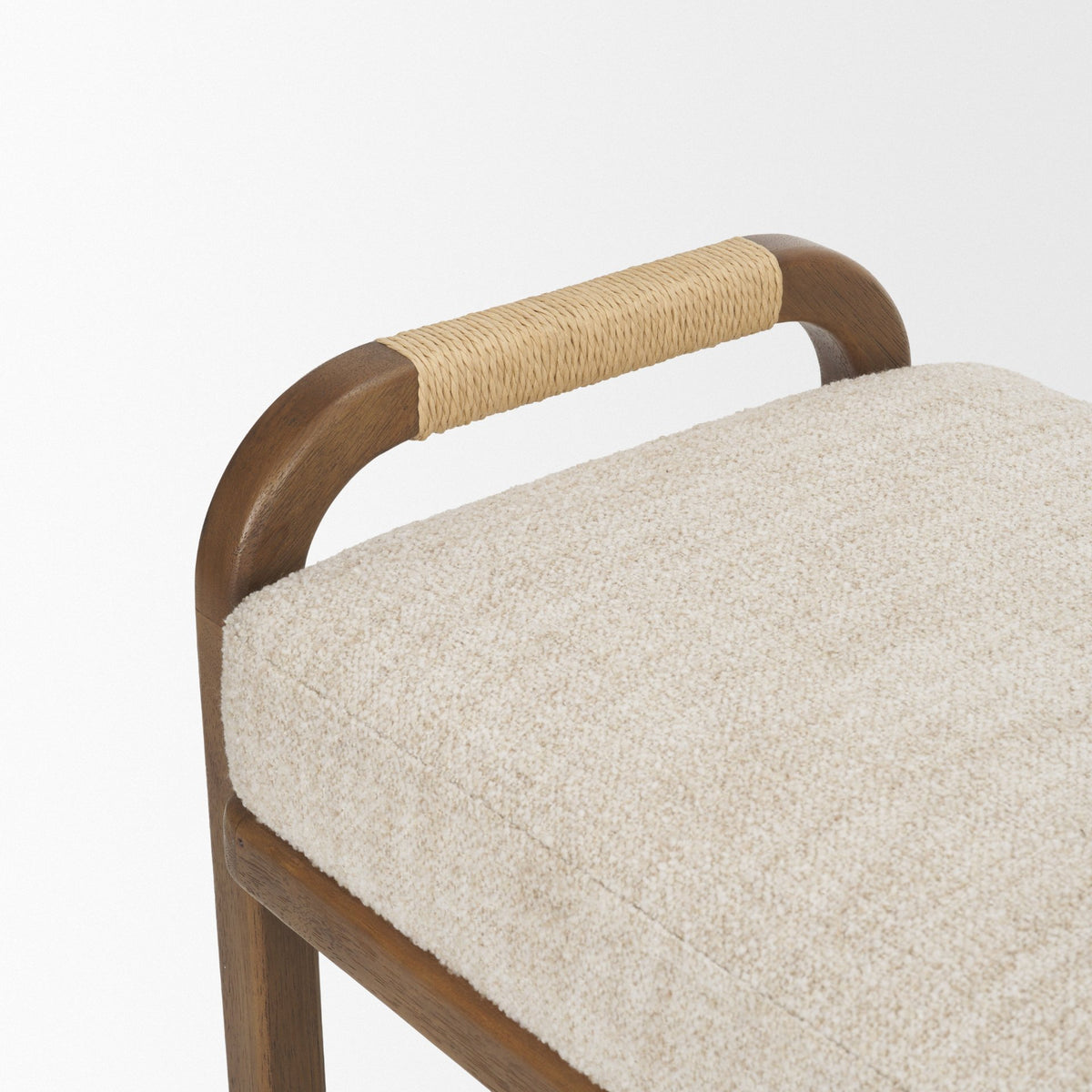 Freya Upholstered Bench | Oatmeal Fabric | Brown Wood Frame-Benches-DECOROLALA