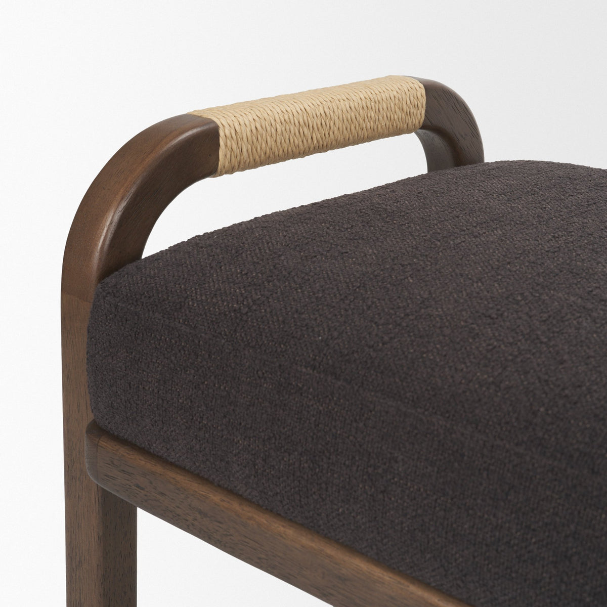 Freya Upholstered Bench | Oatmeal Fabric | Brown Wood Frame-Benches-DECOROLALA