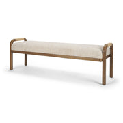 Freya Upholstered Bench | Oatmeal Fabric | Brown Wood Frame-Benches-DECOROLALA